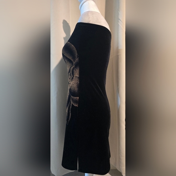 Vintage Finesse Strapless Sequin Black and Gold Dress Made In The USA - Picture 2 of 6